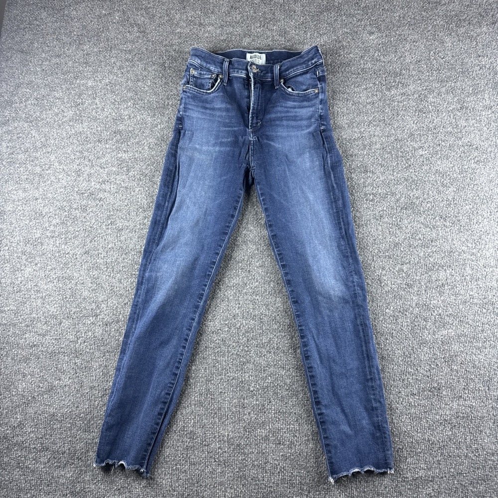 AGOLDE Jeans Womens 26 Blue Sophie Crop Dark Wash Stretch Raw Hem Denim Preppy